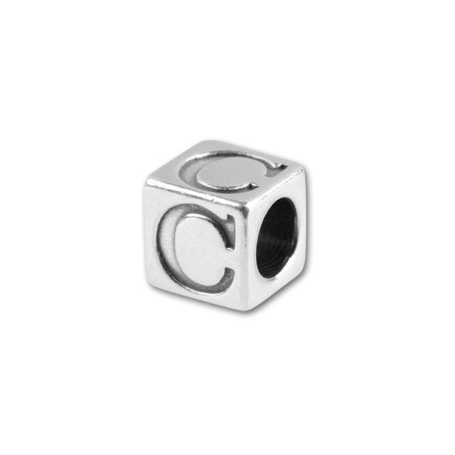 Sterling Silver 4.5mm Alphabet Bead - C