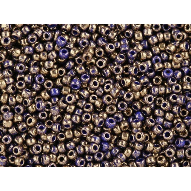 TOHO Bead Round 11/0, Marbled Opaque Cobalt Blue, 2.5-Inch Tube