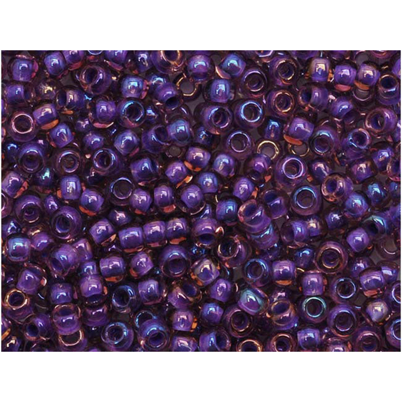 Toho 11/0 Round Seed Bead Rainbow Rosaline/Opaque Purple Lined, 2.5-Inch Tube