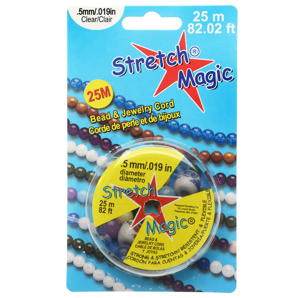 Stretch Magic Cord, Round .5mm (.019 Inch) Thick, 25 Meters, Clear