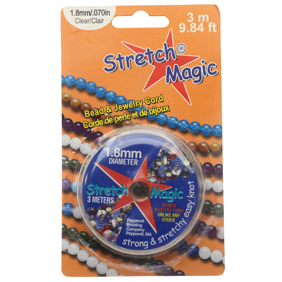 Stretch Magic Cord, Round 1.8mm (.070 Inch) Thick, 3 Meter Spool, Clear