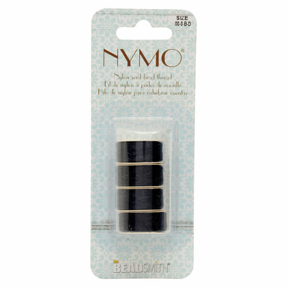 NYMO Nylon Beading Thread Variety Pack, Size 00 / 0 / B / D for Delica Beads, 4 64 Yard (58.5 Meter) Spools, Black