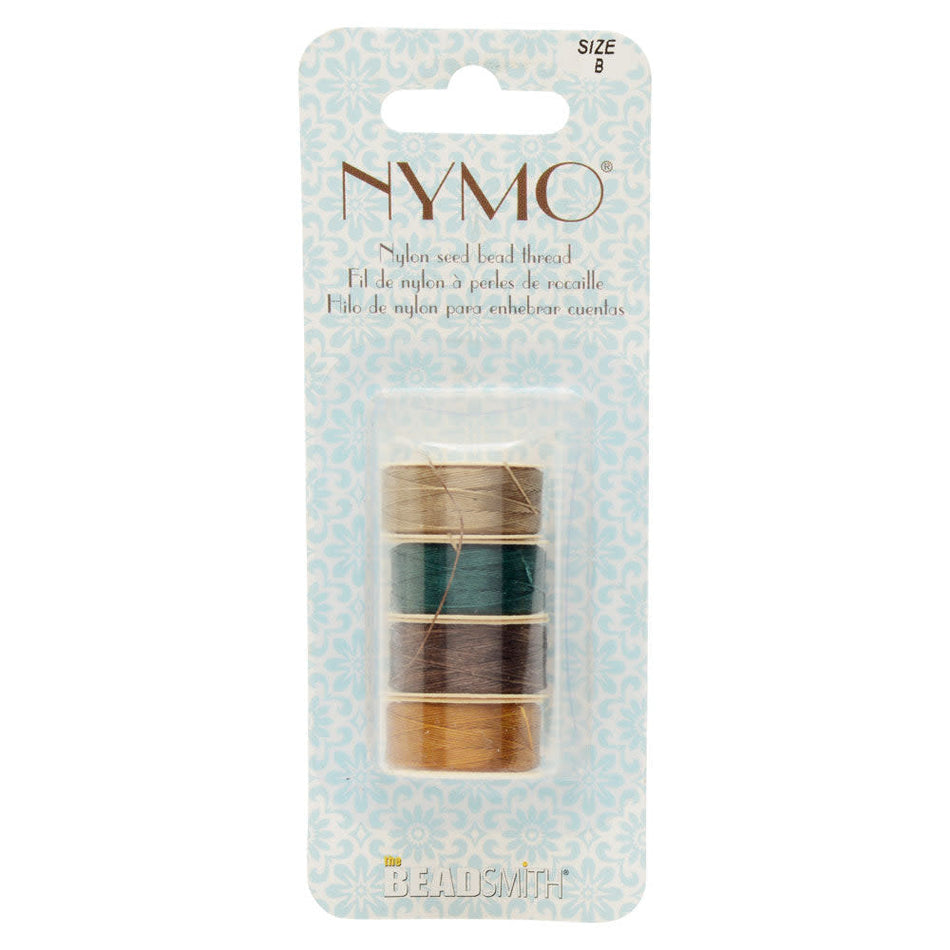 Nymo Nylon Bead Thread Variety Pack, Size B, Four 64-Yard Spools, Dark Earth Tones