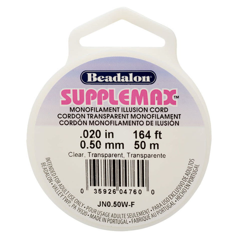 SuppleMax Cord, Braided Round .050mm - 164 Feet (50 Meters), 1 Spool, Clear