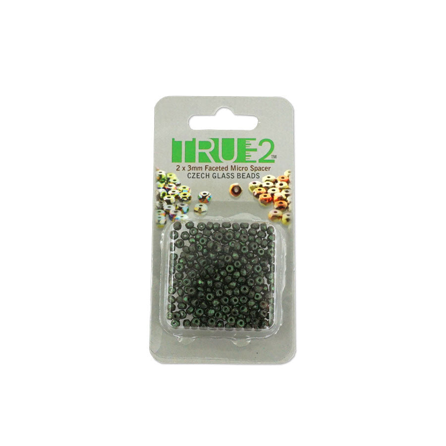 2x3mm Polychrome Sage and Citrus Faceted Czech Micro Spacers - Goody Beads