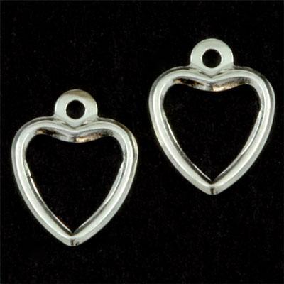 9mm Silver Plate Open Heart Charms - Goody Beads