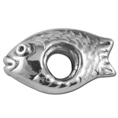 15mm Fish Large Hole Bead - Rhodium Plated - Goody Beads