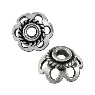 9mm Silver Plated Bali Style Round Lacy Bead Caps - Goody Beads