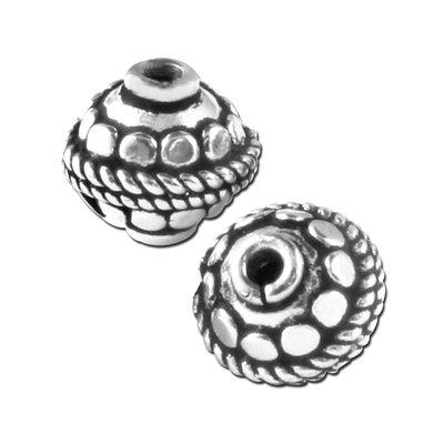 9mm Silver Plated Bali Style Round Beads - Goody Beads