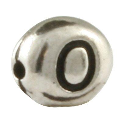 7mm Antique Rhodium Oval Pewter Alphabet Beads - O - Goody Beads
