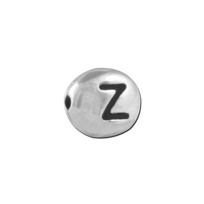 7mm Antique Rhodium Oval Pewter Alphabet Beads - Z - Goody Beads