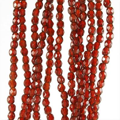 3mm Czech Fire Polish Garnet Beads - Goody Beads