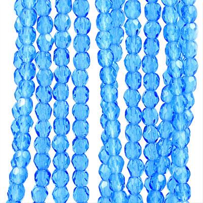 4mm Czech Fire Polish Aquamarine Beads - Goody Beads