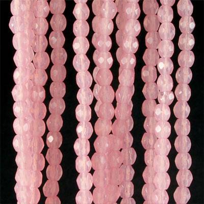 4mm Czech Fire Polish Milky Pink Beads - Goody Beads