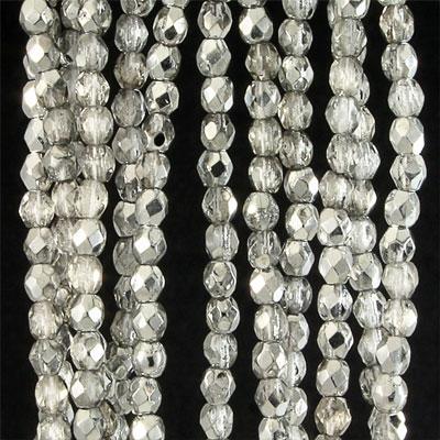 4mm Czech Fire Polish Silver Beads - Goody Beads