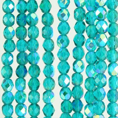 6mm Czech Fire Polish Teal AB Finish Beads - Goody Beads