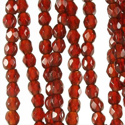 6mm Czech Fire Polish Garnet Beads - Goody Beads