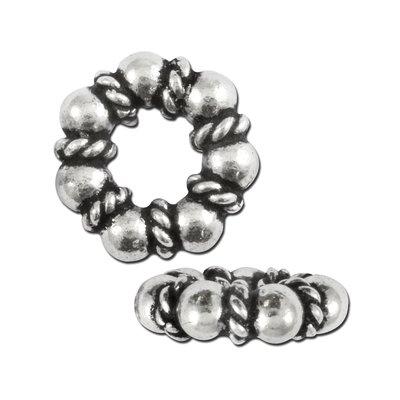 10mm Silver Plated Bali Style Spacer with 3mm Hole - Goody Beads