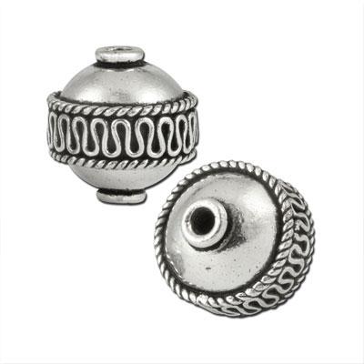 14mm Silver Plated Bali Style Round Beads - Goody Beads