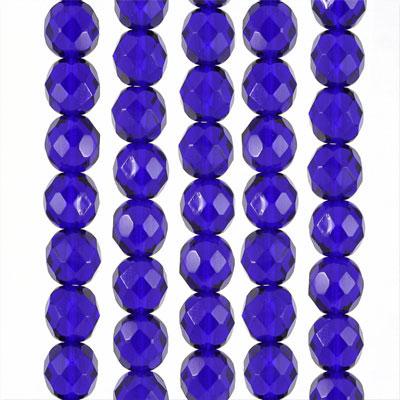 8mm Czech Fire Polish Cobalt Beads - Goody Beads