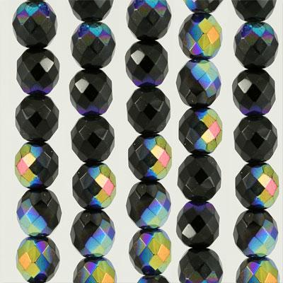 10mm Czech Fire Polish Jet AB Beads - Goody Beads