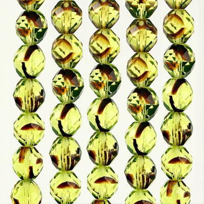 10mm Czech Fire Polish Jonquil Tortoise Beads - Goody Beads