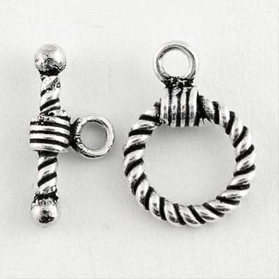 12mm Silver Plated Bali Style Half Twist Round Toggle Clasp - Goody Beads