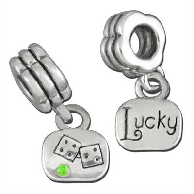 9mm Dangling LUCKY Large Hole Bead - Rhodium Plated - Goody Beads