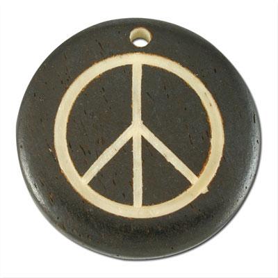 32mm Hand-carved Bone Round Peace Pendant - Goody Beads