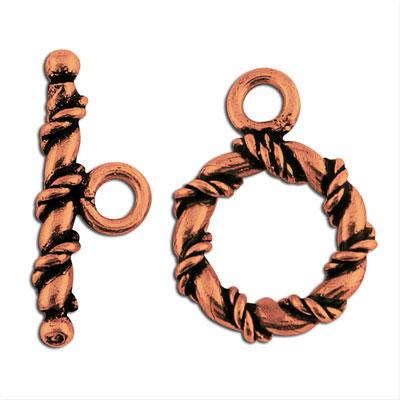 12mm Copper Bali Style Twisted Round Toggle Clasp - Goody Beads