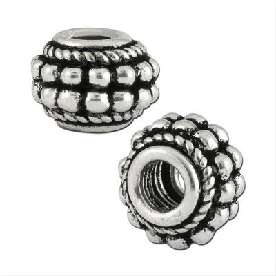 9mm Silver Plated Double Beaded Bali Style Spacer - Goody Beads