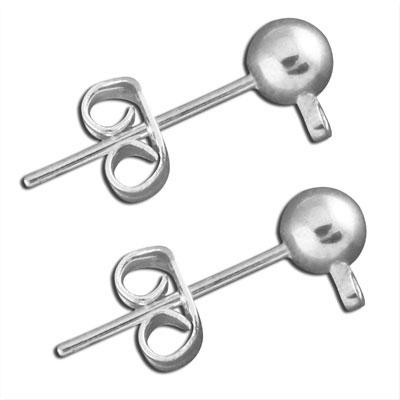 4mm Silver Plate Post Earrings - Goody Beads