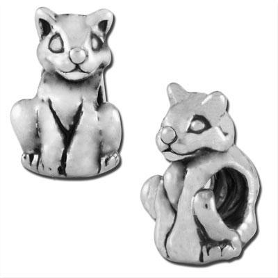 14mm Sitting Cat Large Hole Bead - Rhodium Plated - Goody Beads