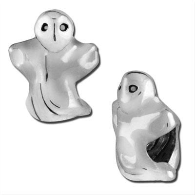14mm Ghost Large Hole Bead - Rhodium Plated - Goody Beads