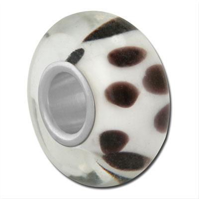 14mm White with Black Dots Large Hole Glass Beads - Goody Beads