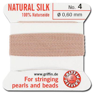 Griffin Bead Cord 100% Silk - No. 4 (0.60mm) Light Pink - Goody Beads