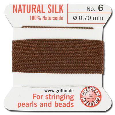 Griffin Bead Cord 100% Silk - No. 6 (0.70mm) Brown - Goody Beads