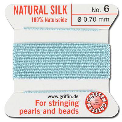 Griffin Bead Cord 100% Silk - No. 6 (0.70mm) Turquoise - Goody Beads