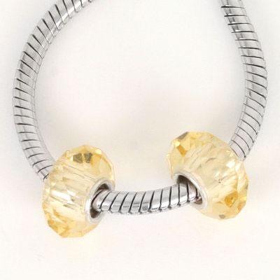 13mm Citrine Faceted Glass - Large Hole Bead - Goody Beads