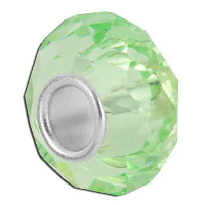 13mm Light Green Faceted Glass - Large Hole Bead - Goody Beads