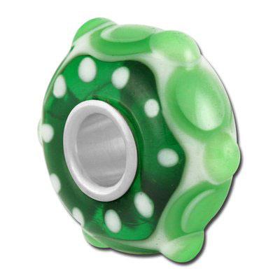 13mm Green & White Large Hole Beads - Goody Beads