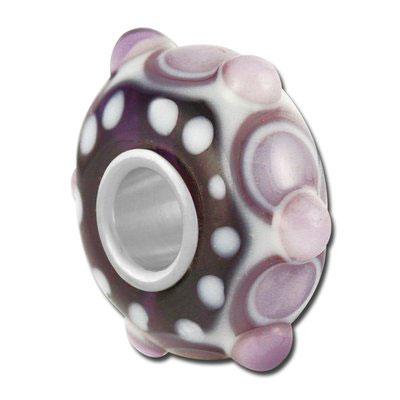 13mm Purple & White Large Hole Beads - Goody Beads