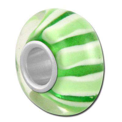 13mm Green Striped Large Hole Bead - Goody Beads