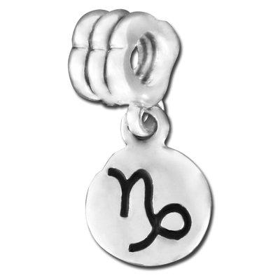 13mm Dangling Capricorn Large Hole Bead - Rhodium Plated - Goody Beads