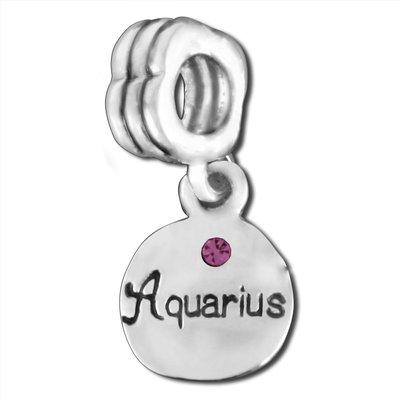 13mm Dangling Aquarius Large Hole Bead - Rhodium Plated - Goody Beads