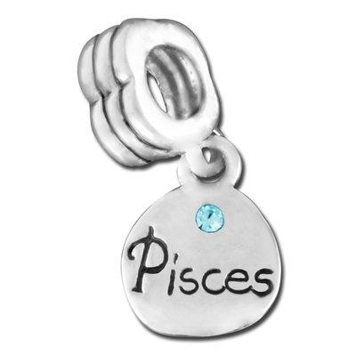 13mm Dangling Pisces Large Hole Bead - Rhodium Plated - Goody Beads