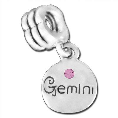 13mm Dangling Gemini Large Hole Bead - Rhodium Plated - Goody Beads