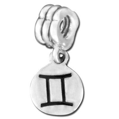 13mm Dangling Gemini Large Hole Bead - Rhodium Plated - Goody Beads