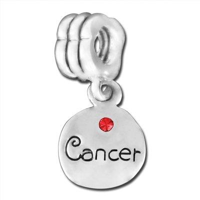 13mm Dangling Cancer Large Hole Bead - Rhodium Plated - Goody Beads