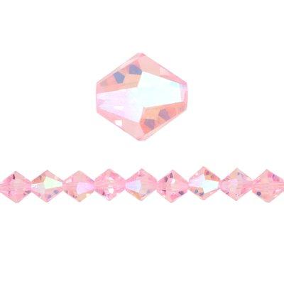 6mm Bicone AB Pink Glass Crystal Beads - Goody Beads